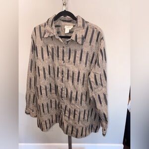 Women's Coldwater Creek Grey and Black Patterned Shirt